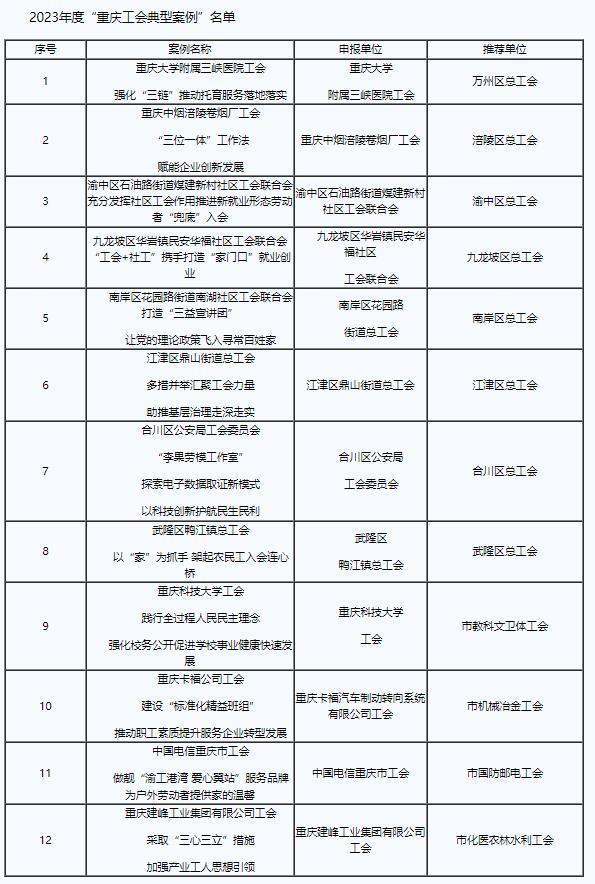 2023年度重庆市工会工作品牌选树推广评选结果揭晓(图3)